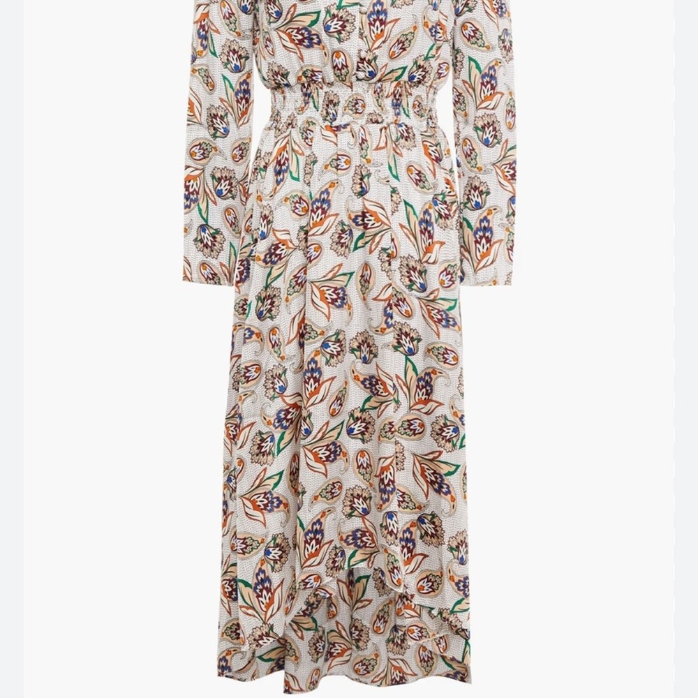 Maje NW0T SZ42 EU= XL NWOT Risleya Shirred Printed Satin midi dress‎ - Picture 2 of 16